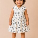 Cream Blue Frock Floral Dress